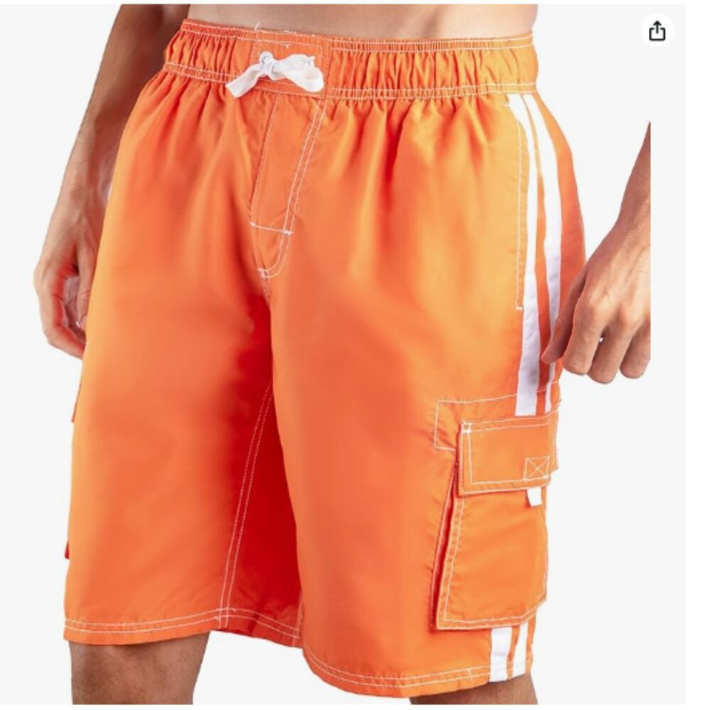 Kanu Surf Mens Barracuda Swim Trunks - Orange- Large